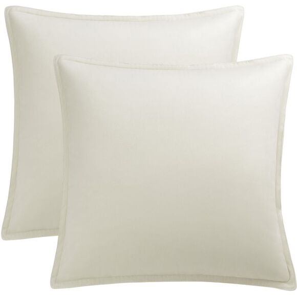Velvet Throw Pillow Cover 2Pcs Cushion Cases 18"x18" Beige White - Picture 1 of 6